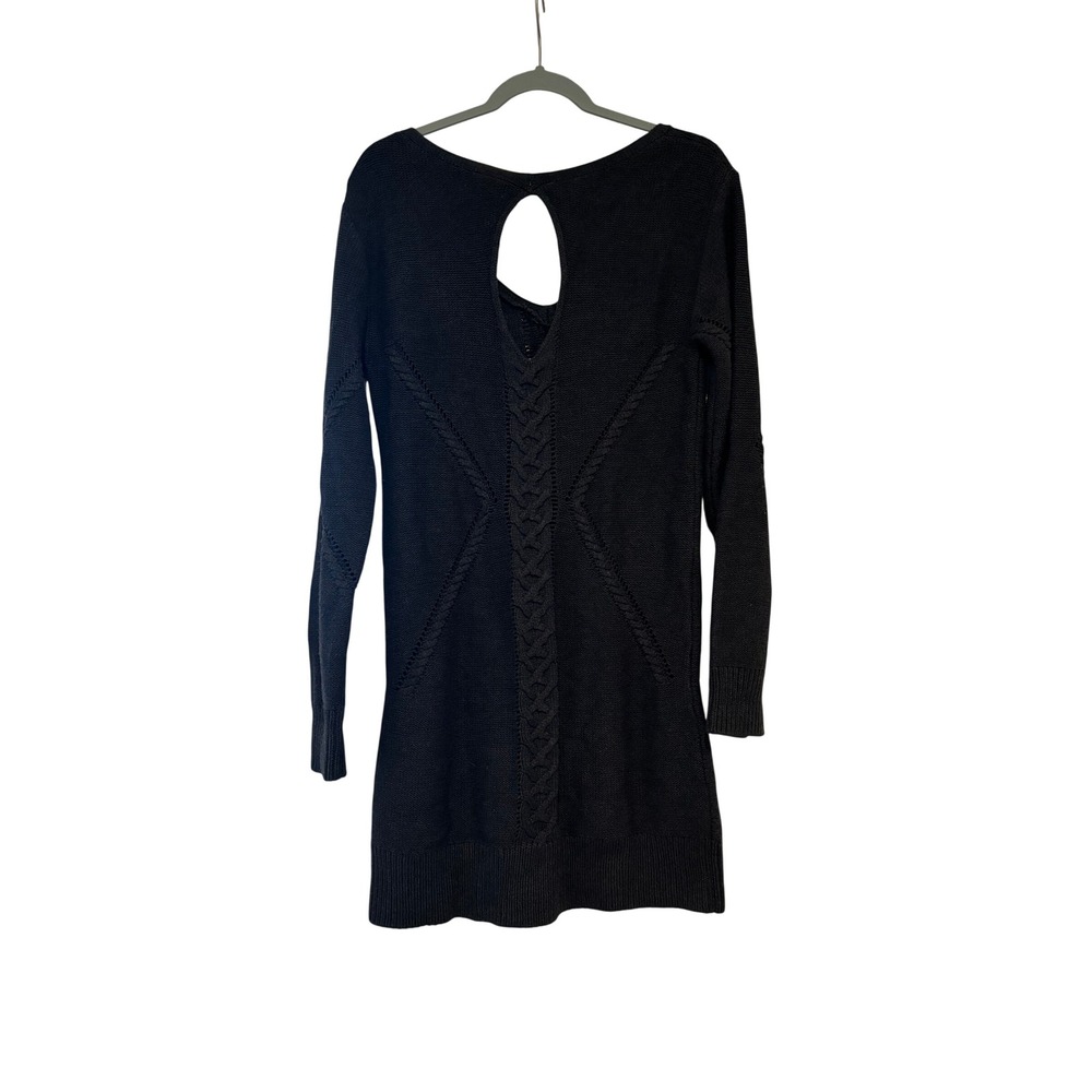 Leith sz M dark grey long sleeve sweater dress knee length cotton blend N